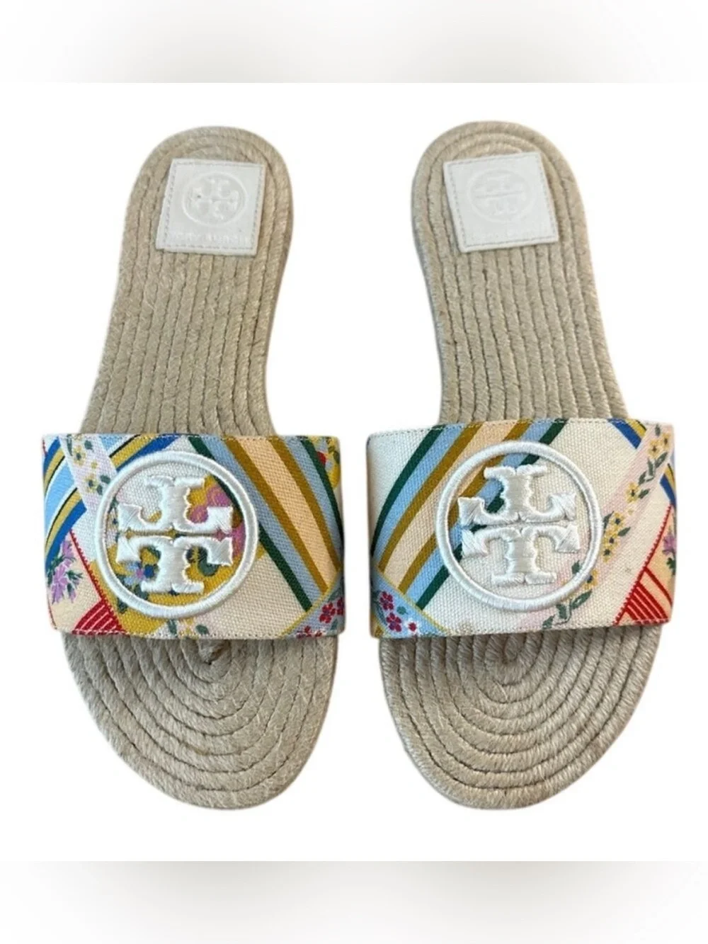 Tory Burch Benton Espadrille Slides Multicolor Canvas 7.5‎ Boho